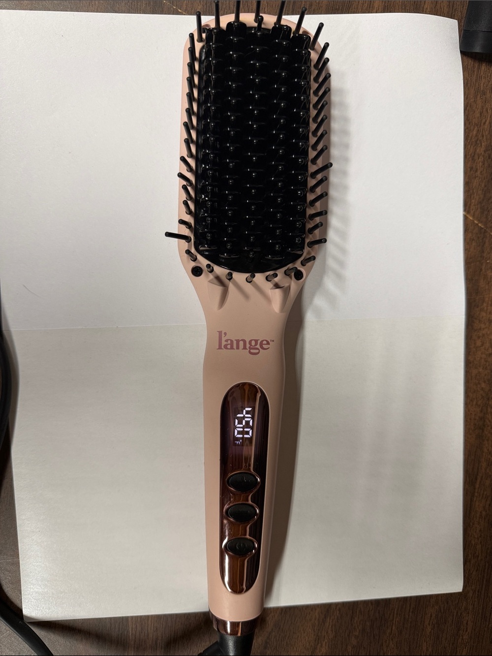 Lange Pink and Black Heated Straightening Brush